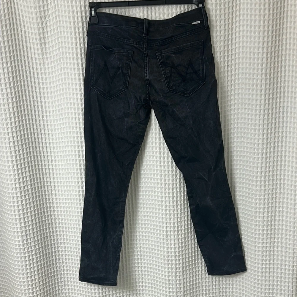 Mother The Looker Crop Lies & Shadows Size 27 Skinny Stretch Jeans Black Wash - Picture 7 of 10